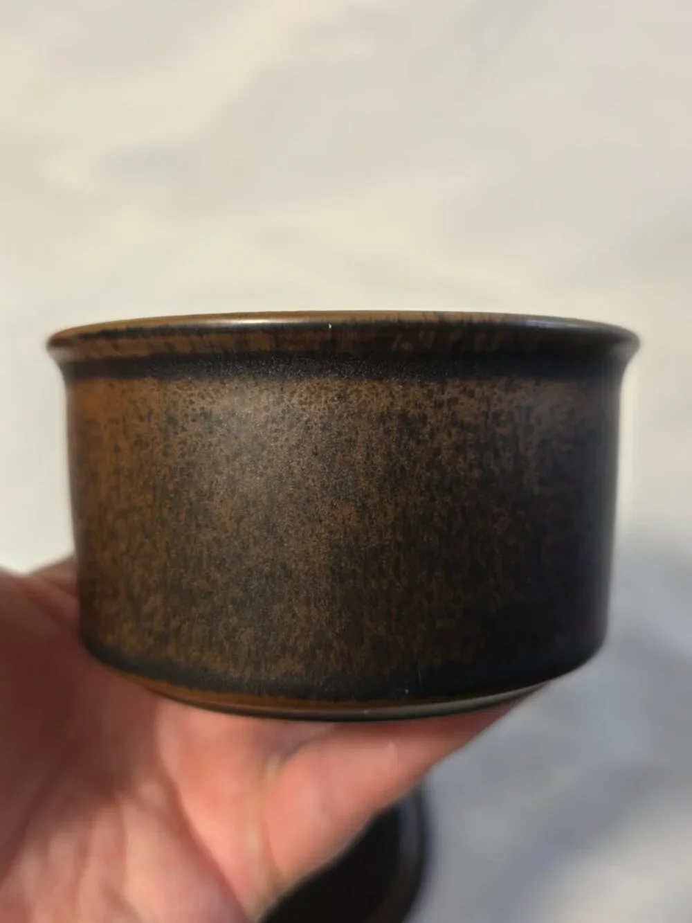Arabia of Finland Rushka Sugar Bowl with Lid Light & Dark Brown Spotted NEW